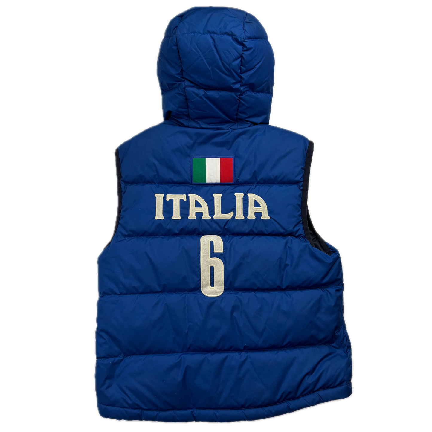 Polo Ralph Lauren Lake Placid Italy Blue Hooded Body Warmer Gilet Down Vest - M