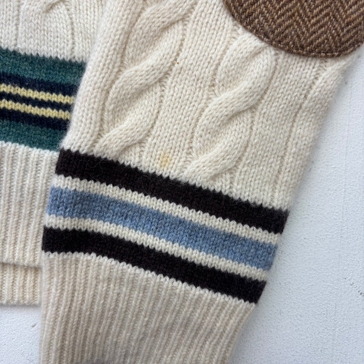 Polo Ralph Lauren Herringbone Patches Cricket Jumper (Cotton Cashmere) - S