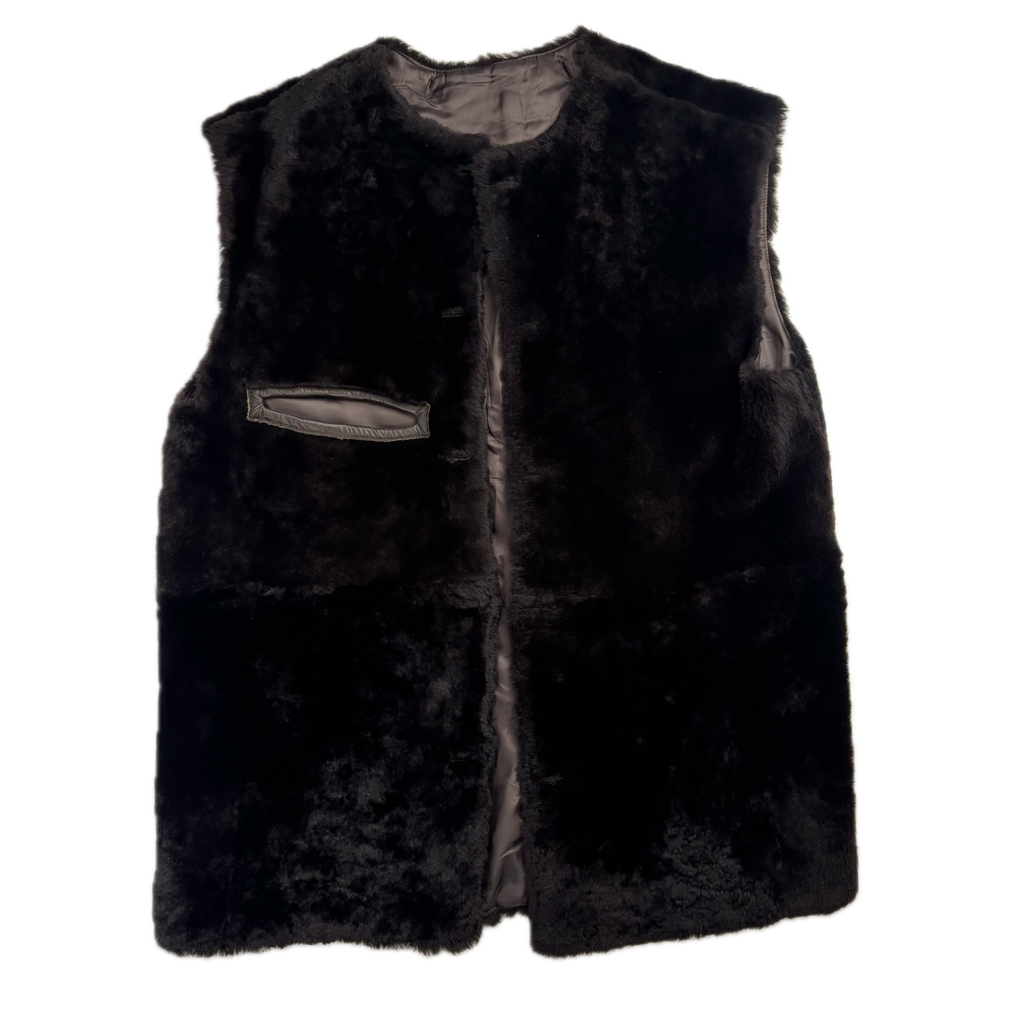 Polo Ralph Lauren Brown Leather Belted Jacket Fur Lined - L