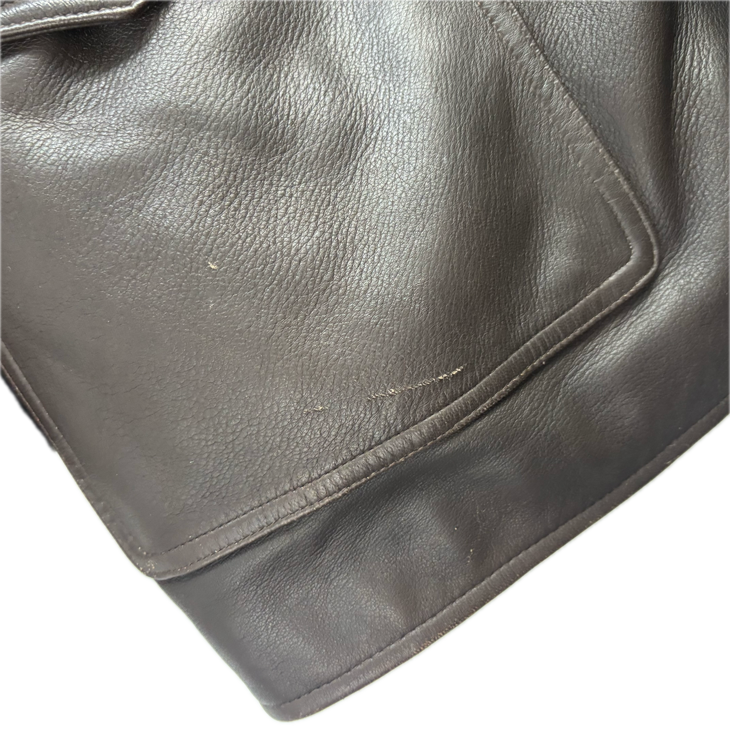 Polo Ralph Lauren Brown Leather Belted Jacket Fur Lined - L
