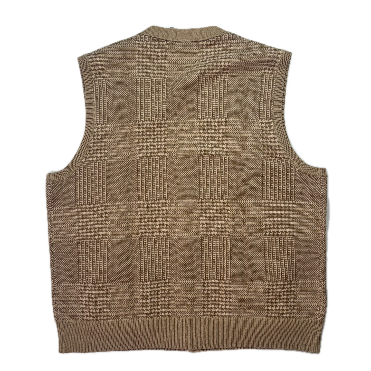Polo Ralph Lauren Beige Tweed Glen Plaid Cardigan Vest (Cotton) - XXL
