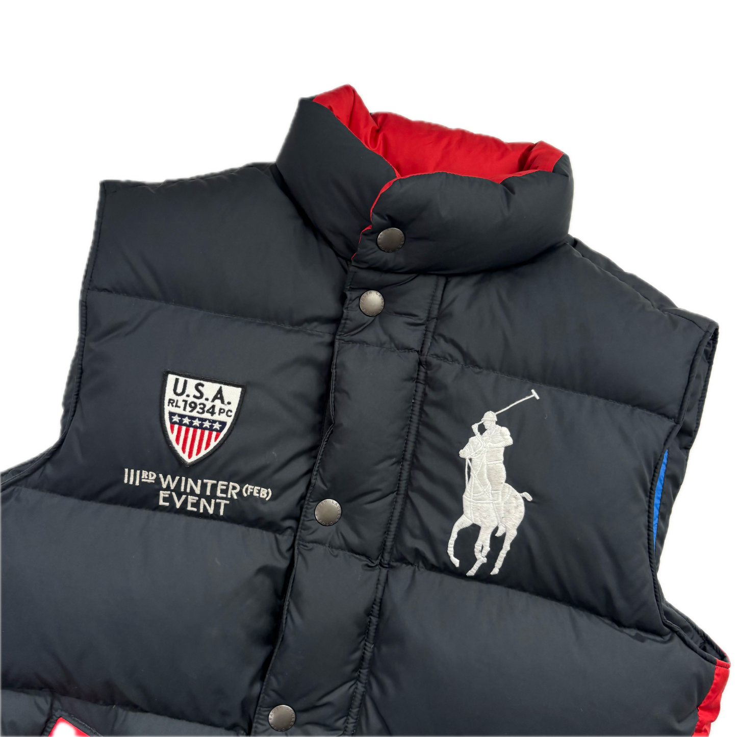 Polo Ralph Lauren Black USA Winter Event Puffer Gilet Down Vest - S