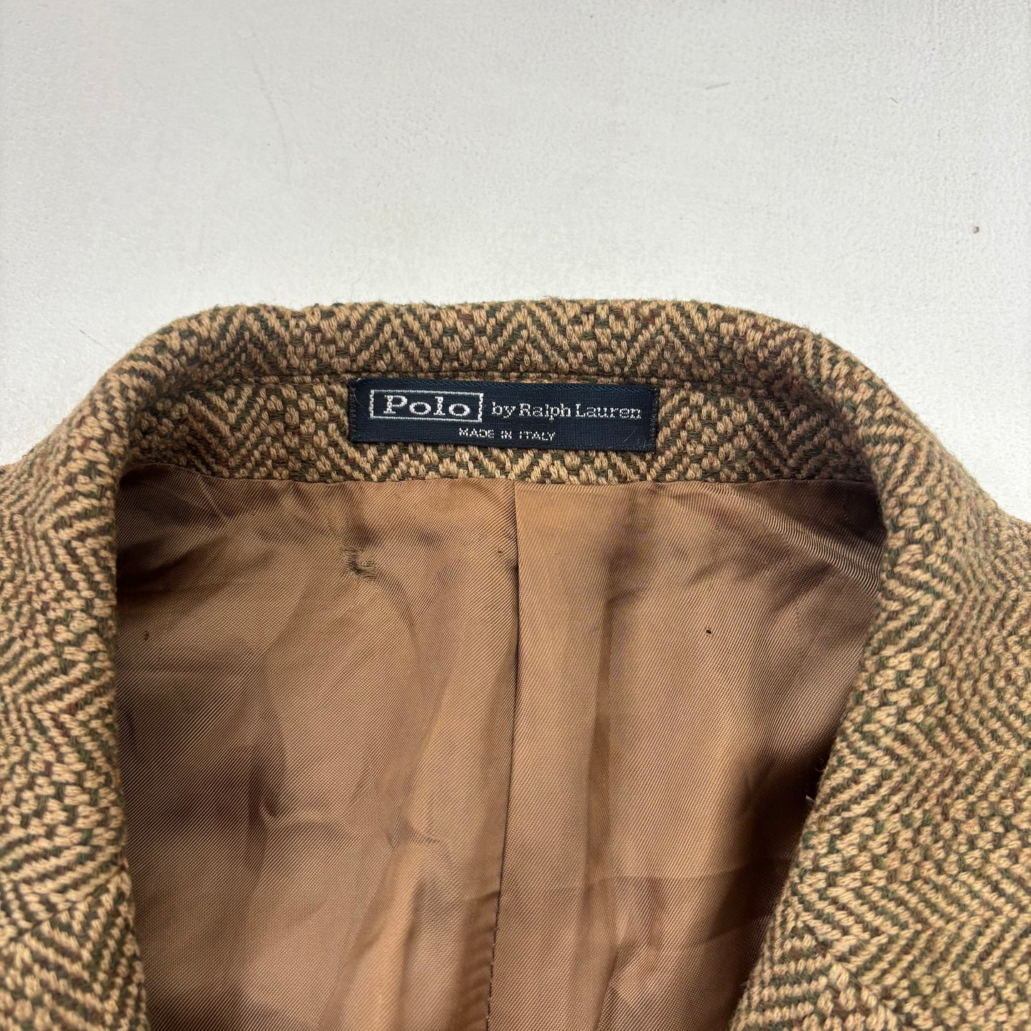 Polo Ralph Lauren Brown Green Herringbone Tweed Blazer Sports Coat Wool - 46R