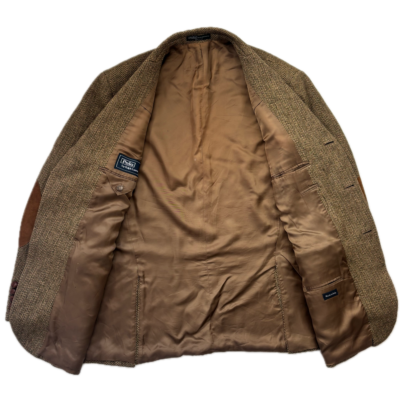 Polo Ralph Lauren Brown Green Herringbone Tweed Blazer Sports Coat Wool - 46R