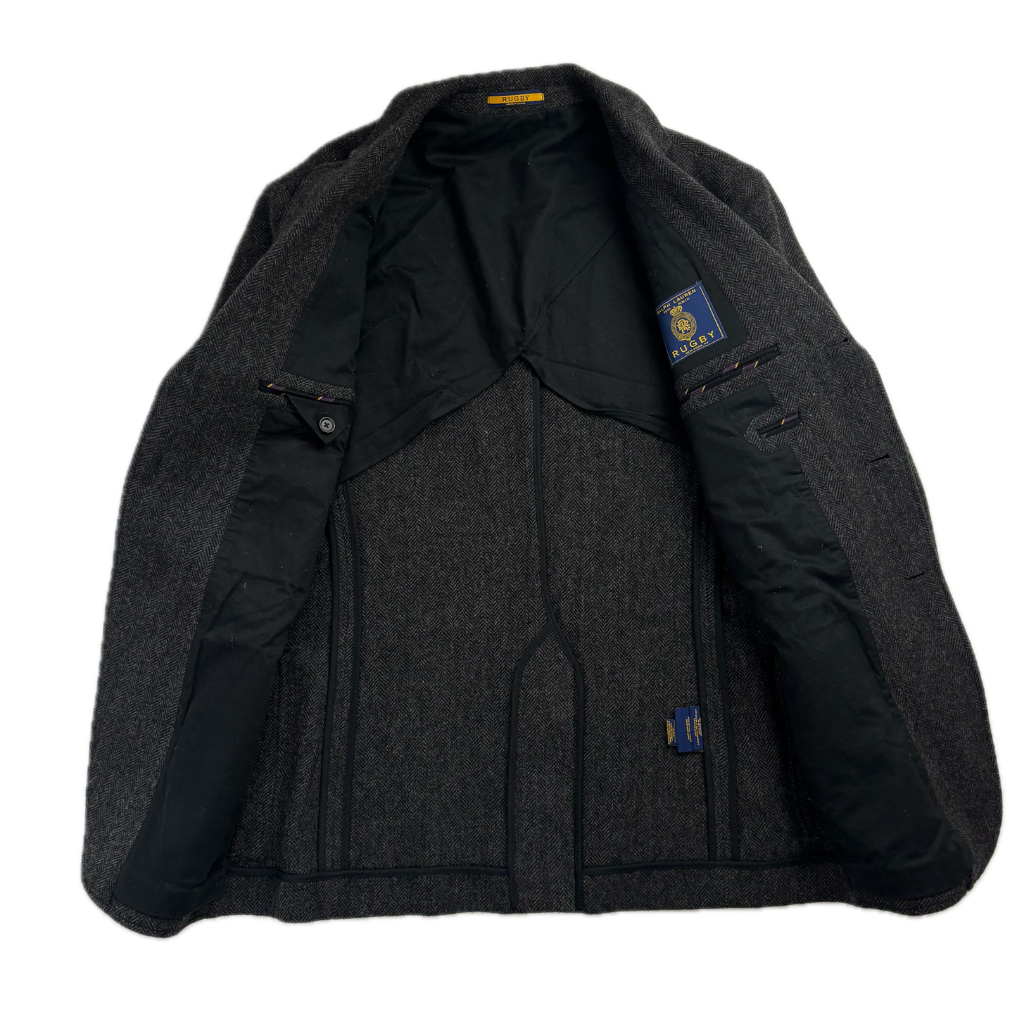 Ralph Lauren Rugby Dark Grey Herringbone Blazer (Wool) - 40R