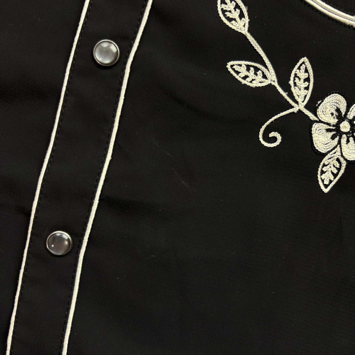 Polo Ralph Lauren Black Embroidered Pearl Snap Western Relaxed Fit Shirt - 8