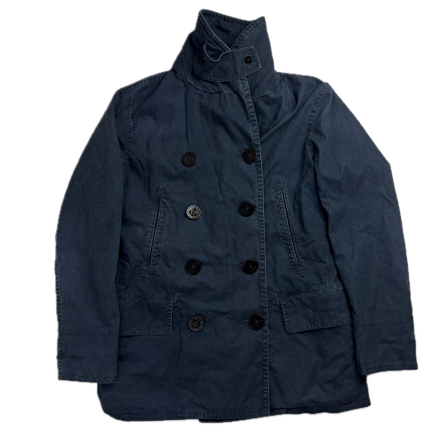 Polo Ralph Lauren Navy Double Breasted Rain Mac Shawl Collar Coat - S