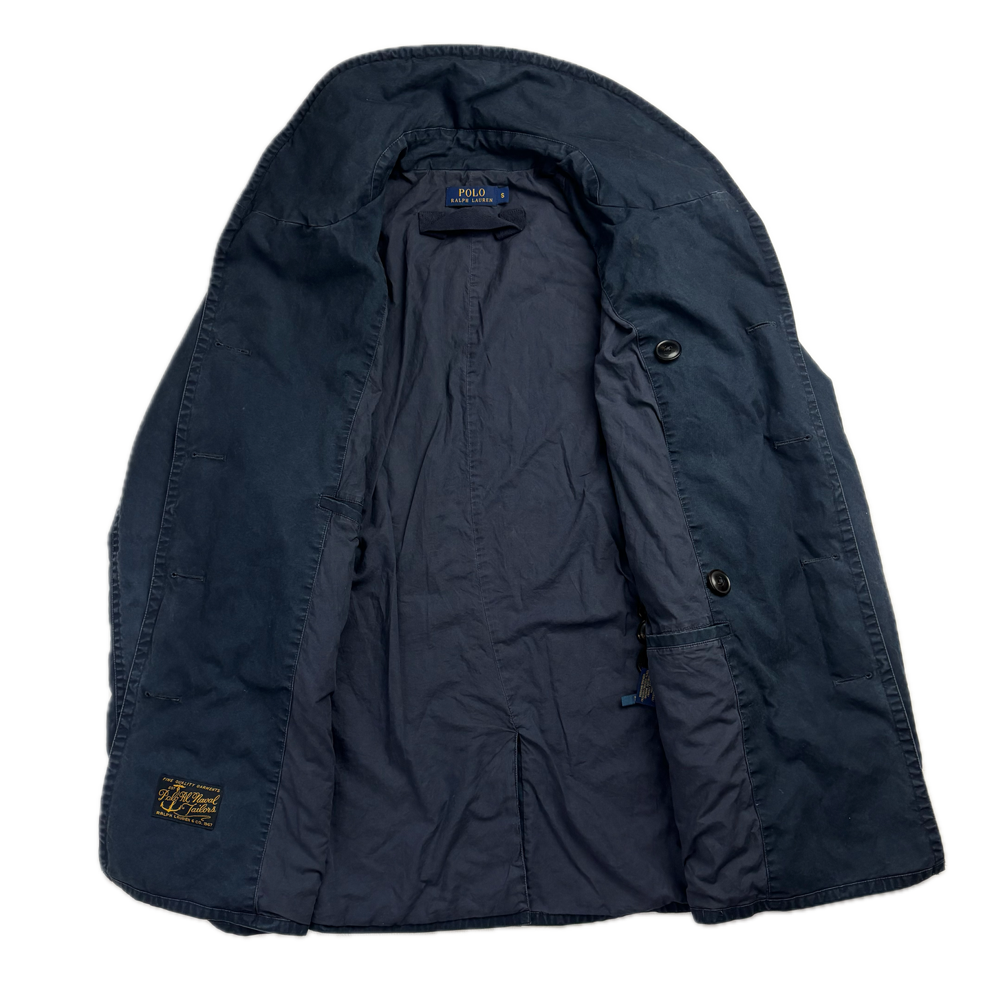 Polo Ralph Lauren Navy Double Breasted Rain Mac Shawl Collar Coat - S