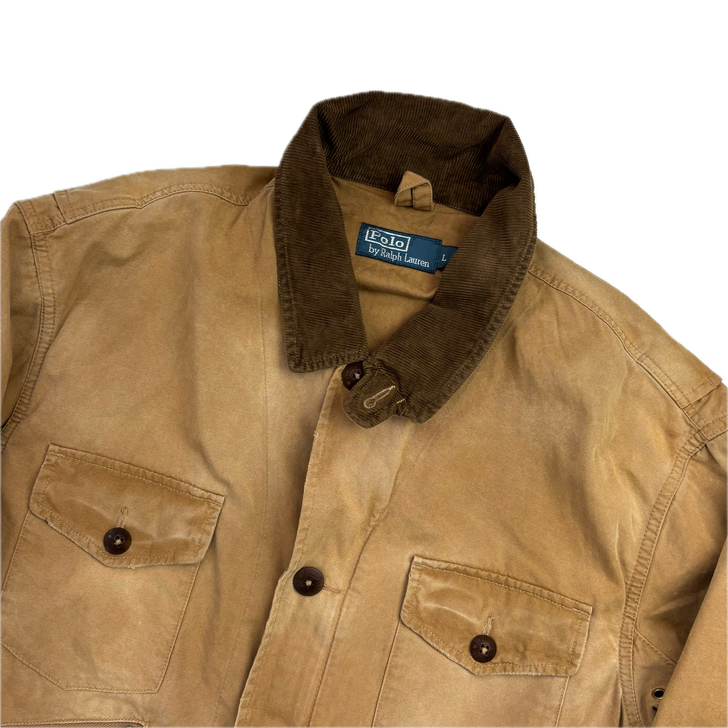Tan Multi-Pocket Utility Cargo Jacket - L