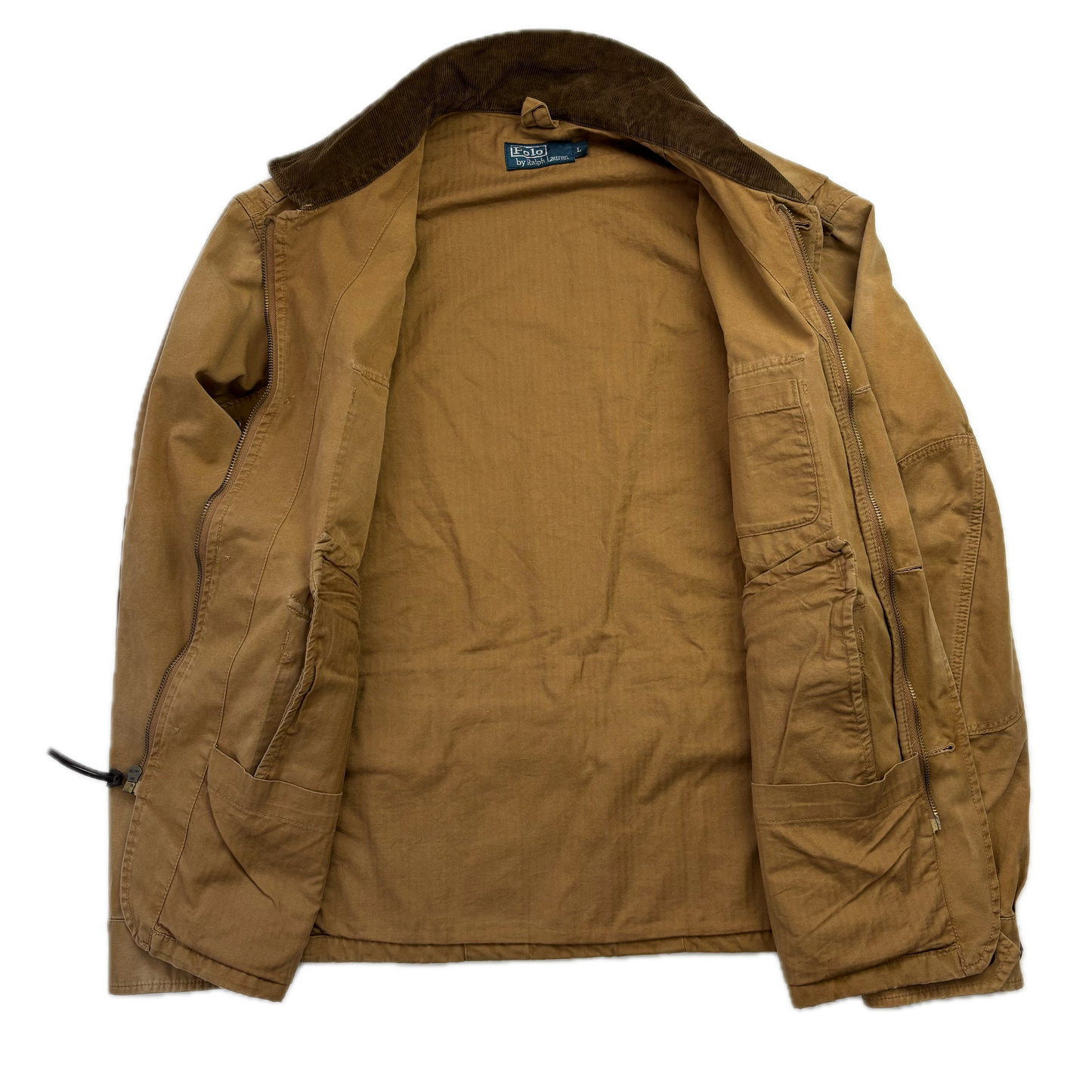 Tan Multi-Pocket Utility Cargo Jacket - L