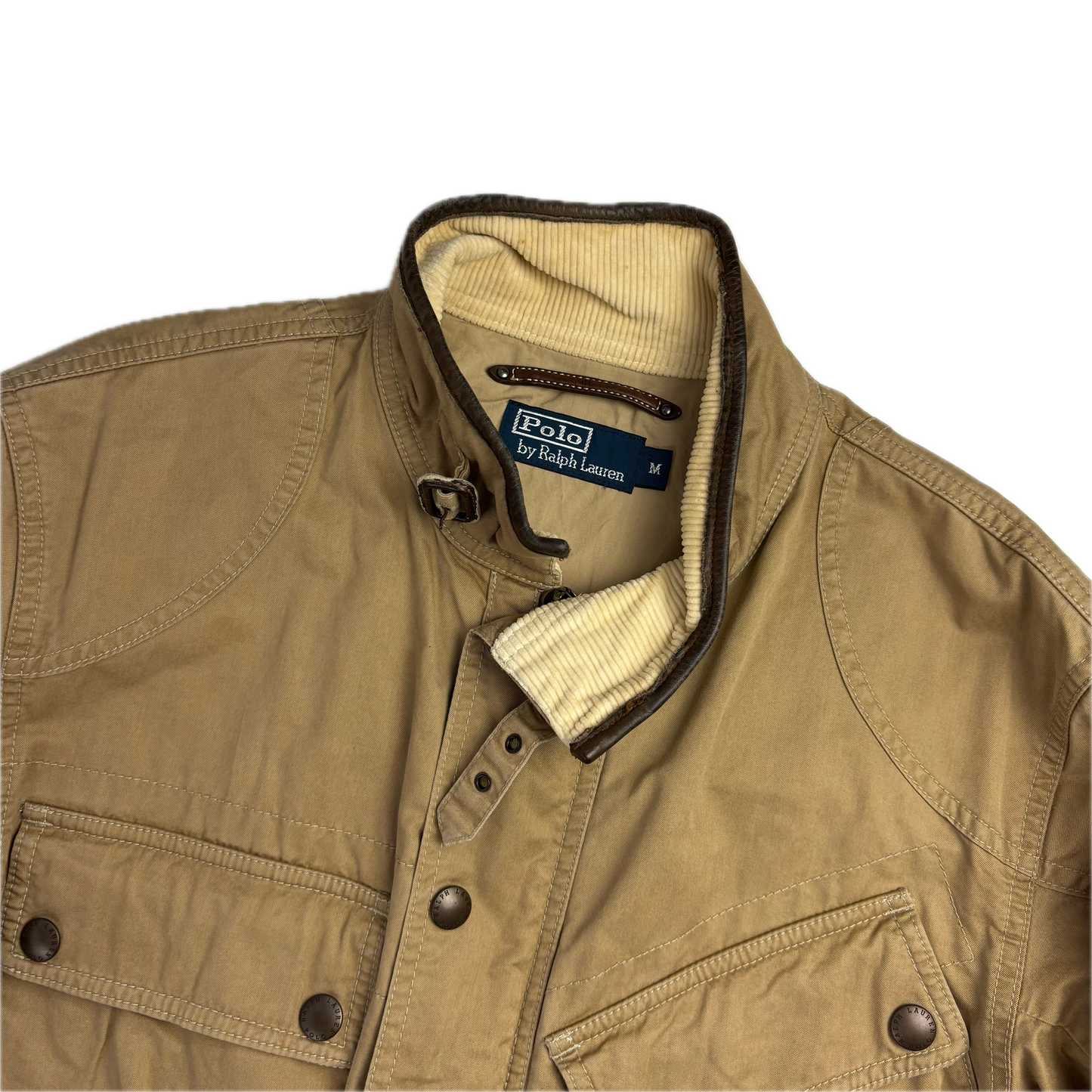 Polo Ralph Lauren Belted Beige Safari Jacket Leather Details - M