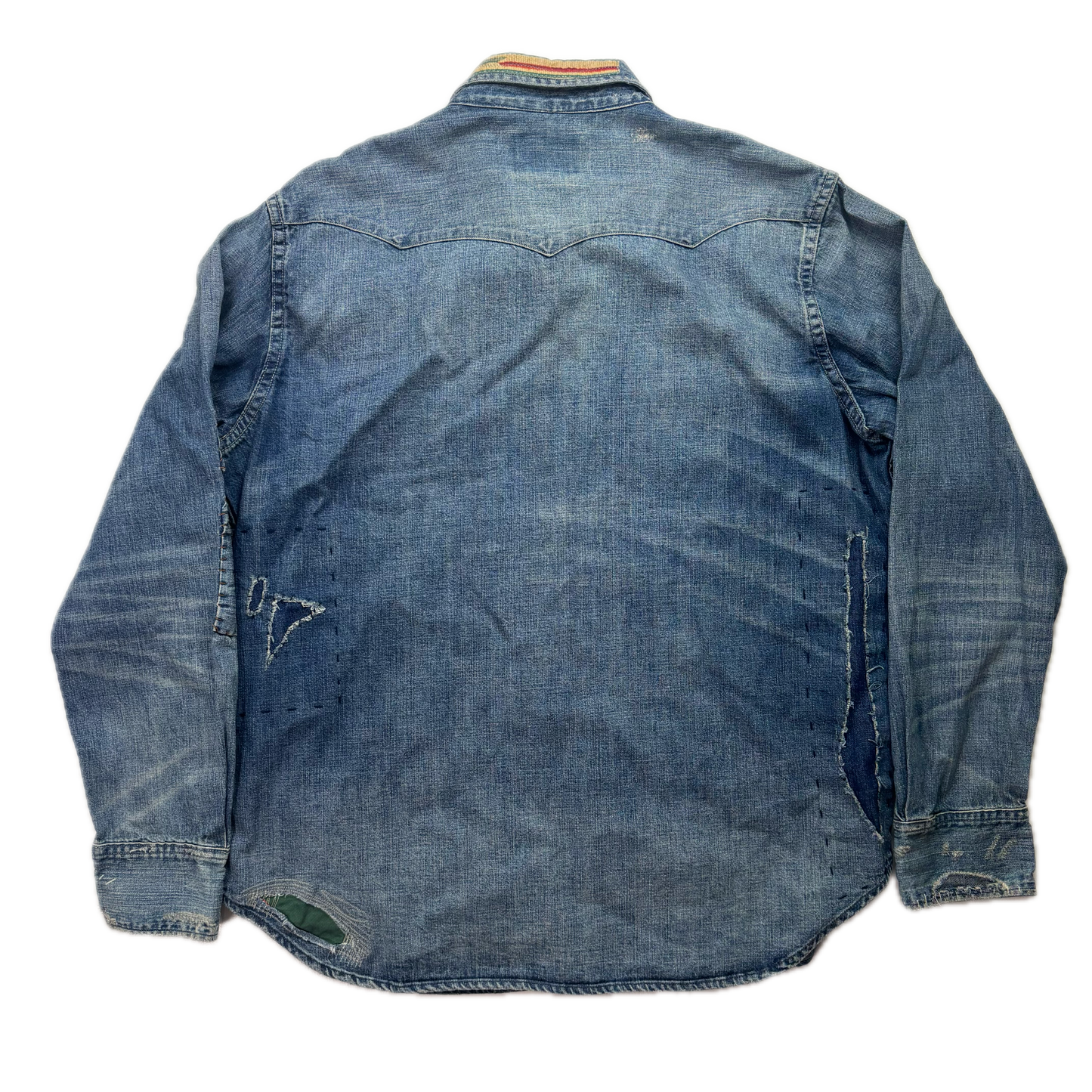 Polo Ralph Lauren Western Distressed Patchwork Denim Shirt - XL