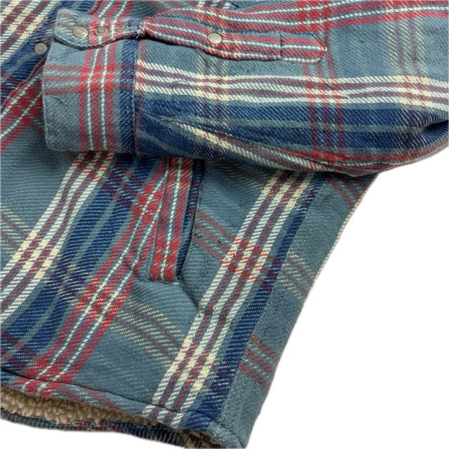 Ralph Lauren Polo Country Plaid Sherpa Lined Overshirt Blue - L