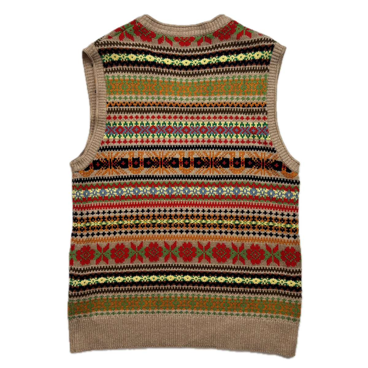 Polo Ralph Lauren Beige Fairisle Vest (Cotton Cashmere) - M