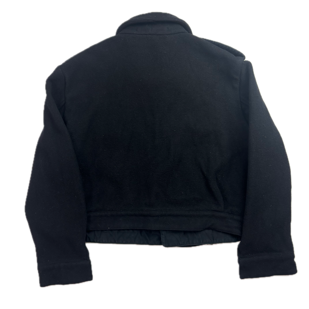 Polo Ralph Lauren Black Civil Defense Military Battle Dress Cropped Belted Aviator Jacket (Wool) - XL