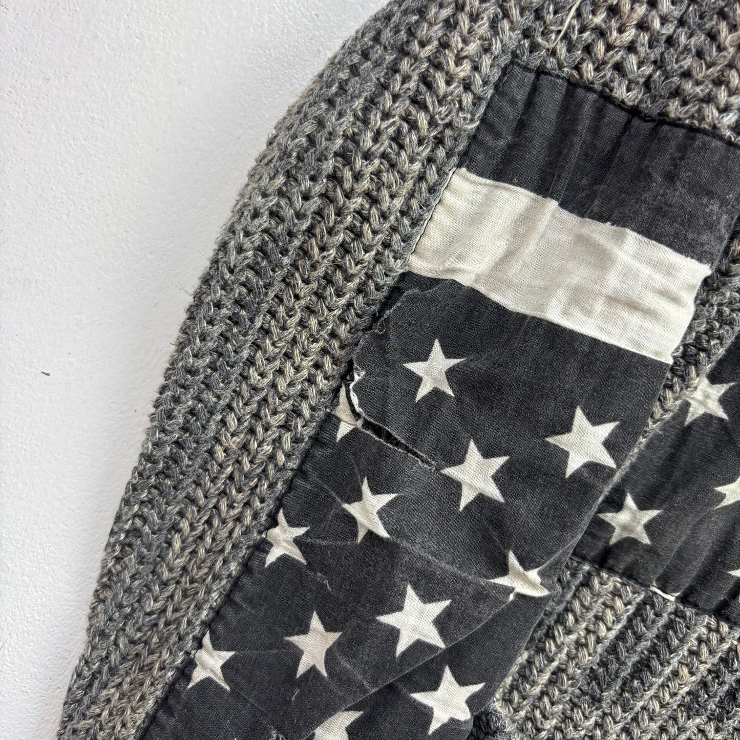 Denim & Supply Grey USA Flag Stars & Stripes Patchwork Cardigan - L