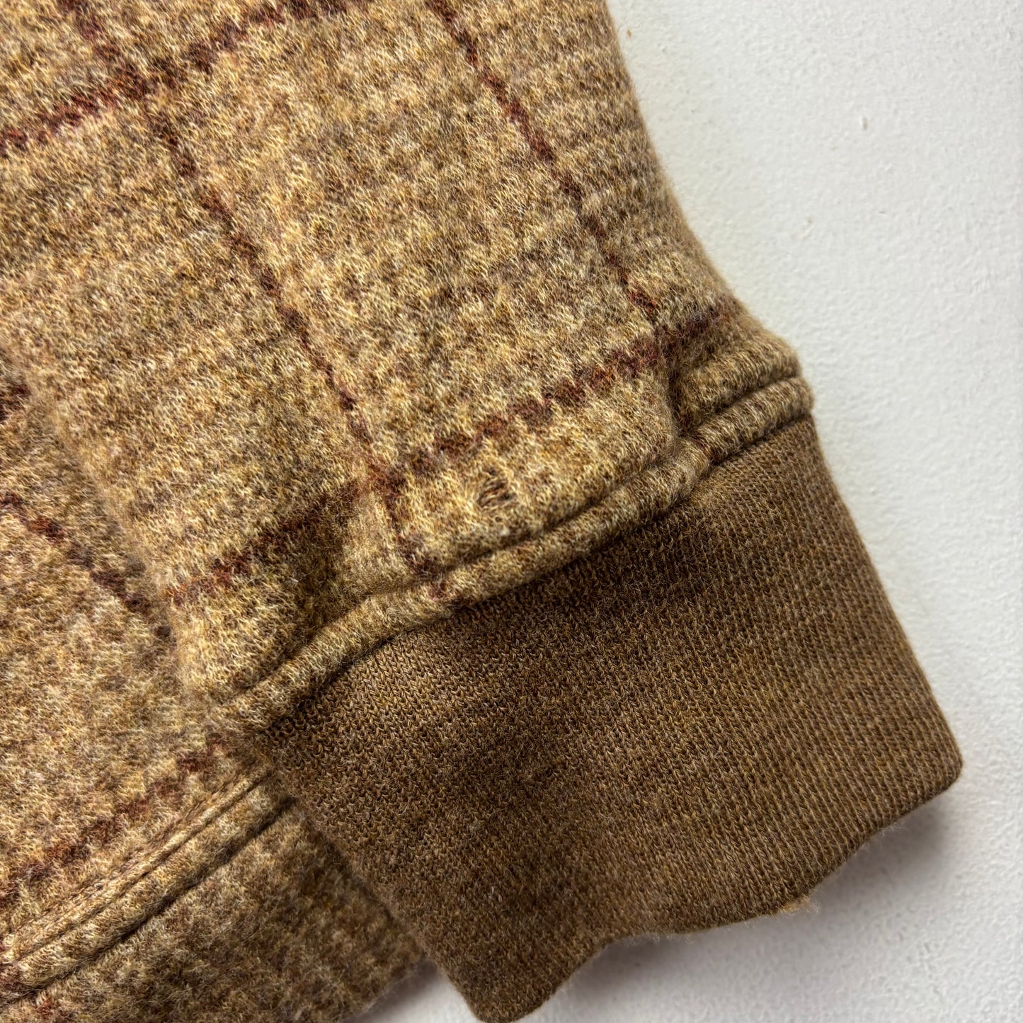Polo Ralph Lauren Glen Plaid Tweed Brown Shawl Collar Half Norfolk Cardigan (Wool) - M (S)