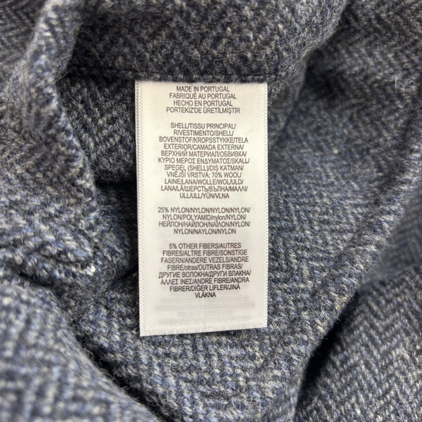 Polo Ralph Lauren Navy Blue Grey Herringbone Blazer Chore Coat (Wool Blend) - 44R