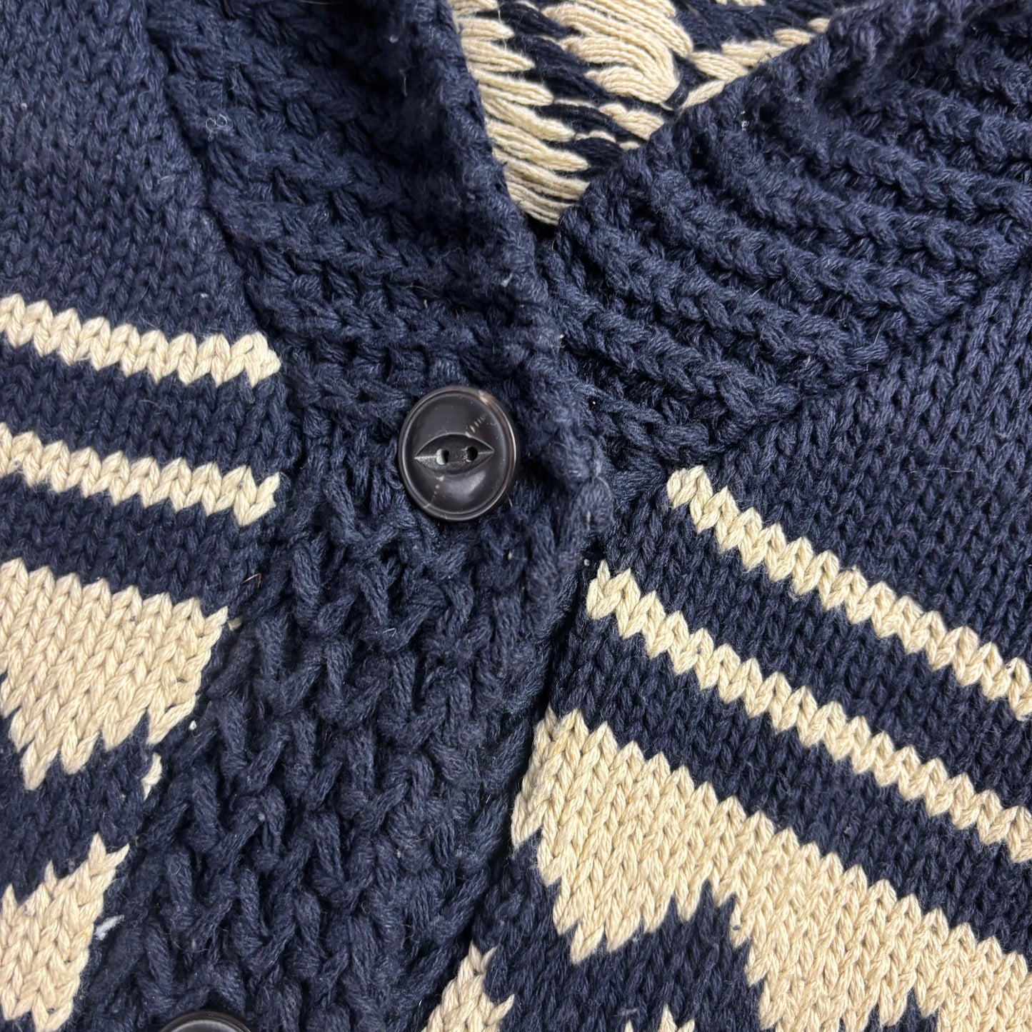 Denim & Supply Navy Beige Aztec Cardigan - M