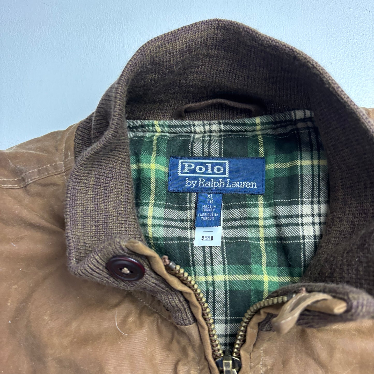 Polo Ralph Lauren Brown Oil Cloth Waxed Bomber Jacket - XL