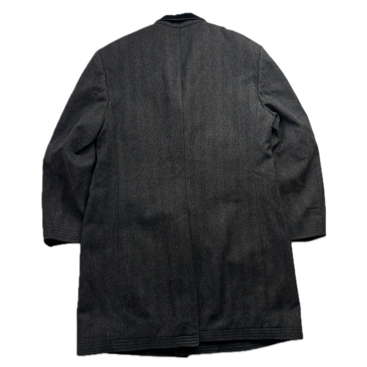 Polo Ralph Lauren 80s Grey Herringbone Paddock Coat Overcoat (Lambswool) - 44R