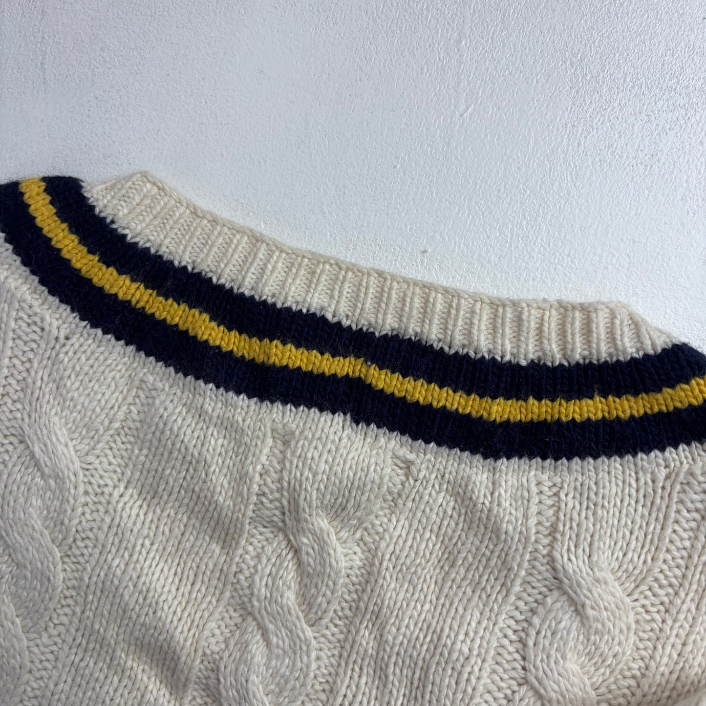 Polo Ralph Lauren Cream Cricket Jumper Cableknit (Cotton Cashmere)- XL