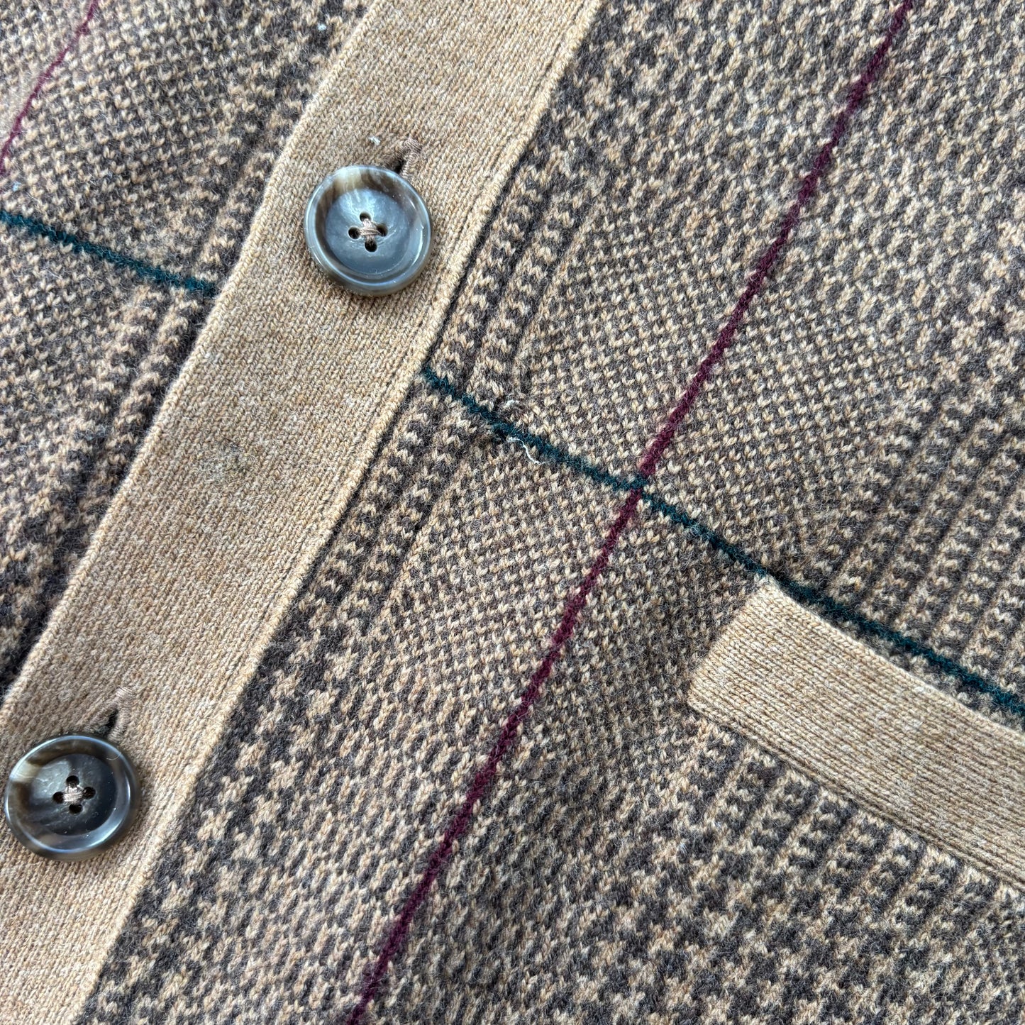 Polo Ralph Lauren Glen Plaid Tweed Brown Cardigan (Wool) - M