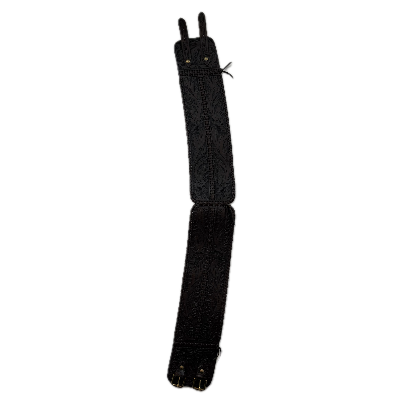 Ralph Lauren Dark Brown Leather Equestrian Corset Western Hand Tooled Belt - L