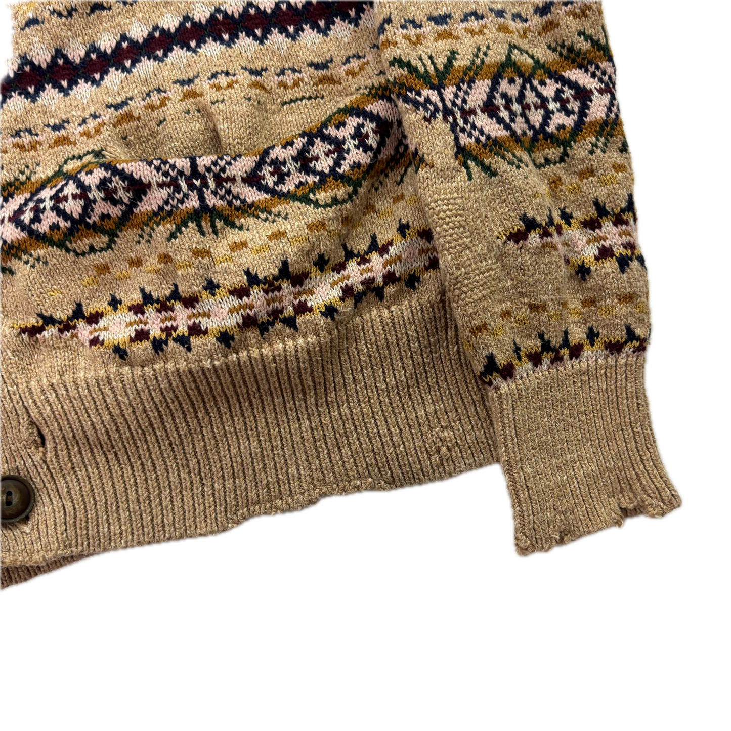 Polo Ralph Lauren Distressed Fairisle Cardigan (Cotton Linen Silk) - S