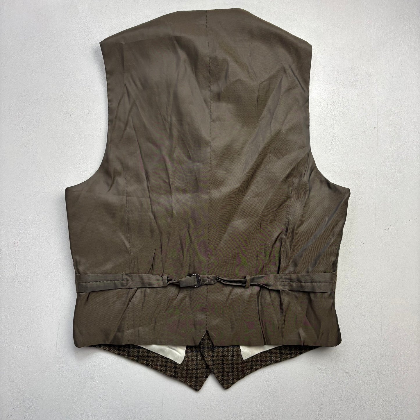 Polo Ralph Lauren Green Brown Tweed Lapel Vest Waistcoat (Wool) - 40R