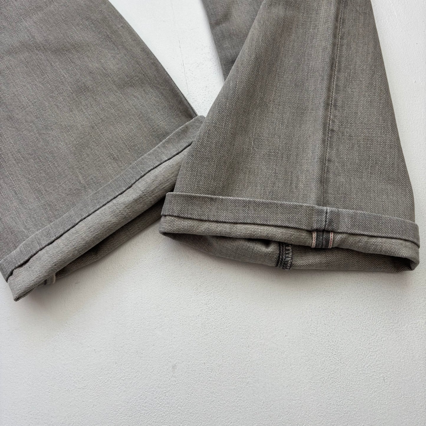 RRL Ralph Lauren Grey Jeans Slim Boot Cut Japanese Woven Selvage Denim - 34x31