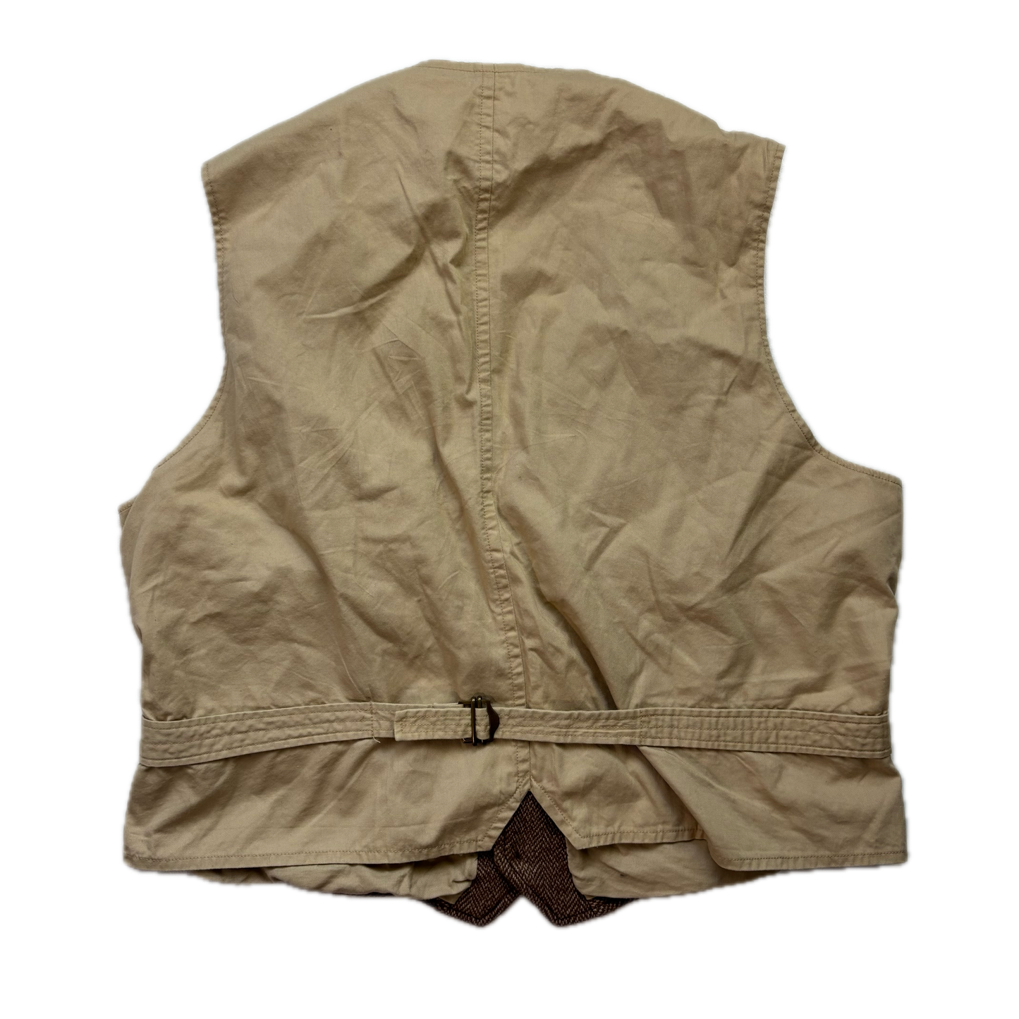 Polo Ralph Lauren Brown Tweed Herringbone Waistcoat (Wool Cotton) - XL