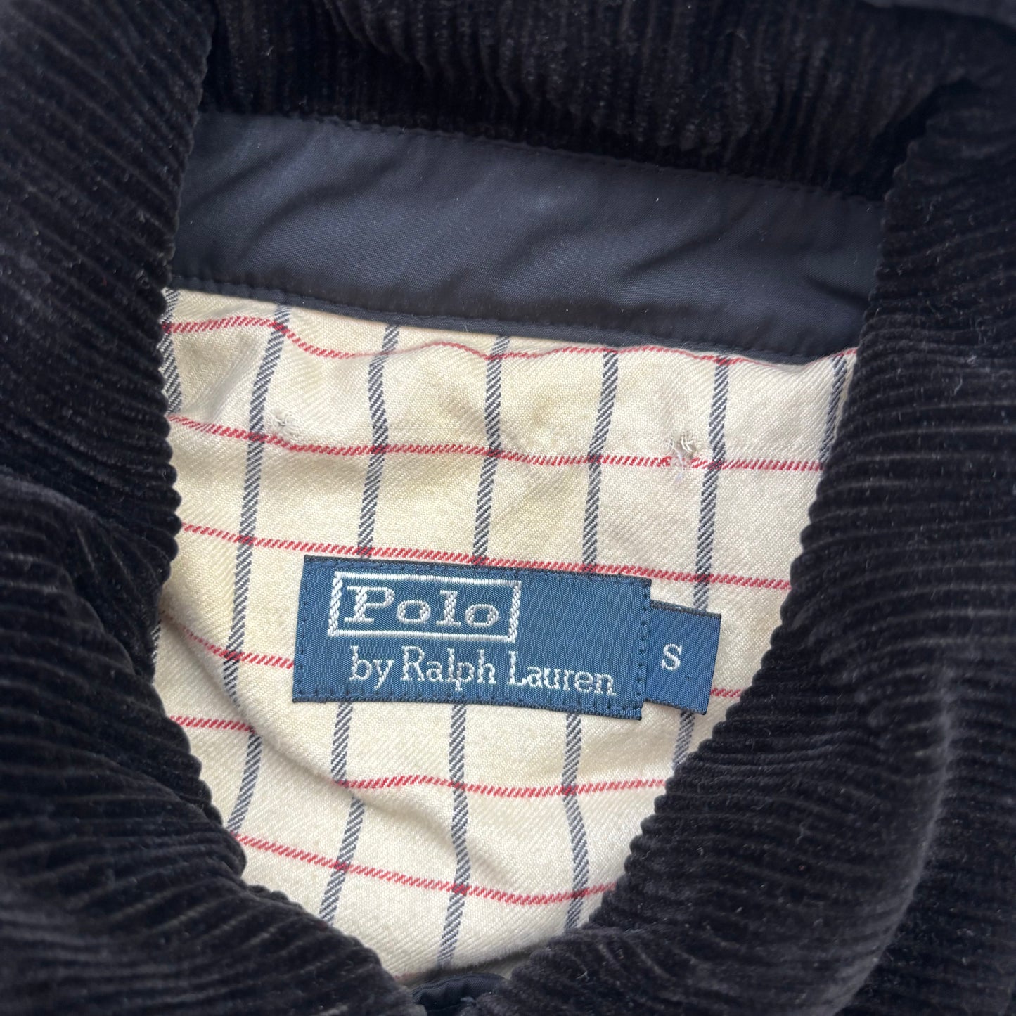 Polo Ralph Lauren Black Walking Jacket Field Coat Leather Trim - S