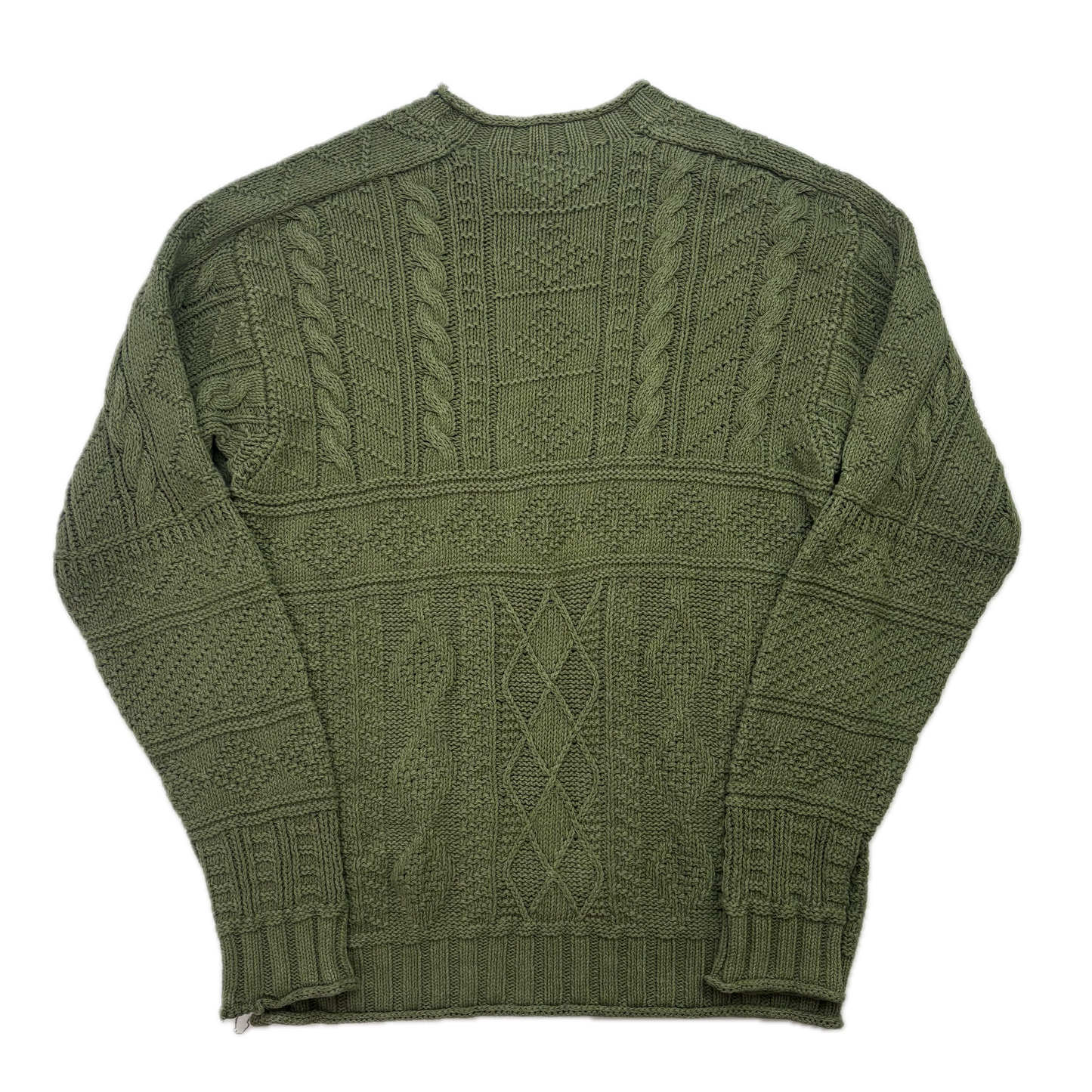 Polo Ralph Lauren Green Fisherman Aran Knit Cable Jumper - M