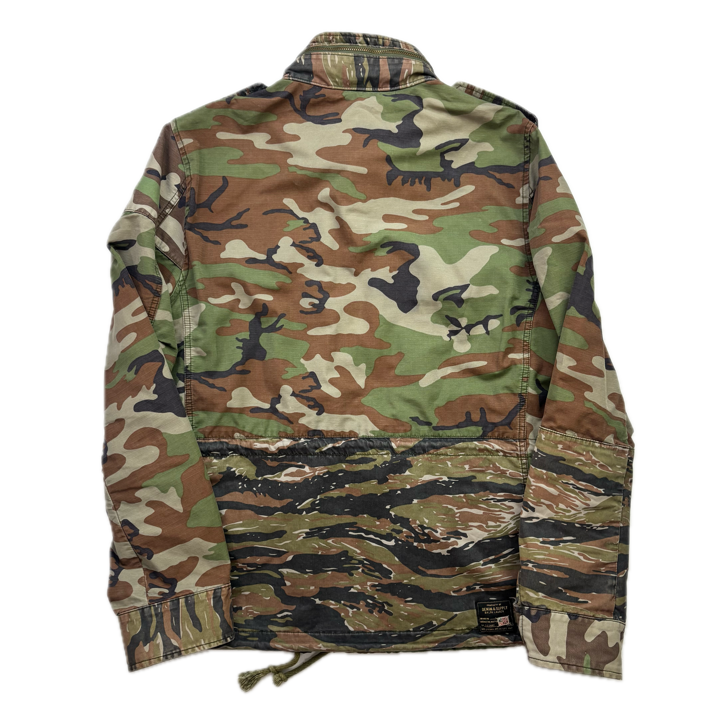 Denim & Supply Green Camo Patchwork Military Parka Army Jacket - M