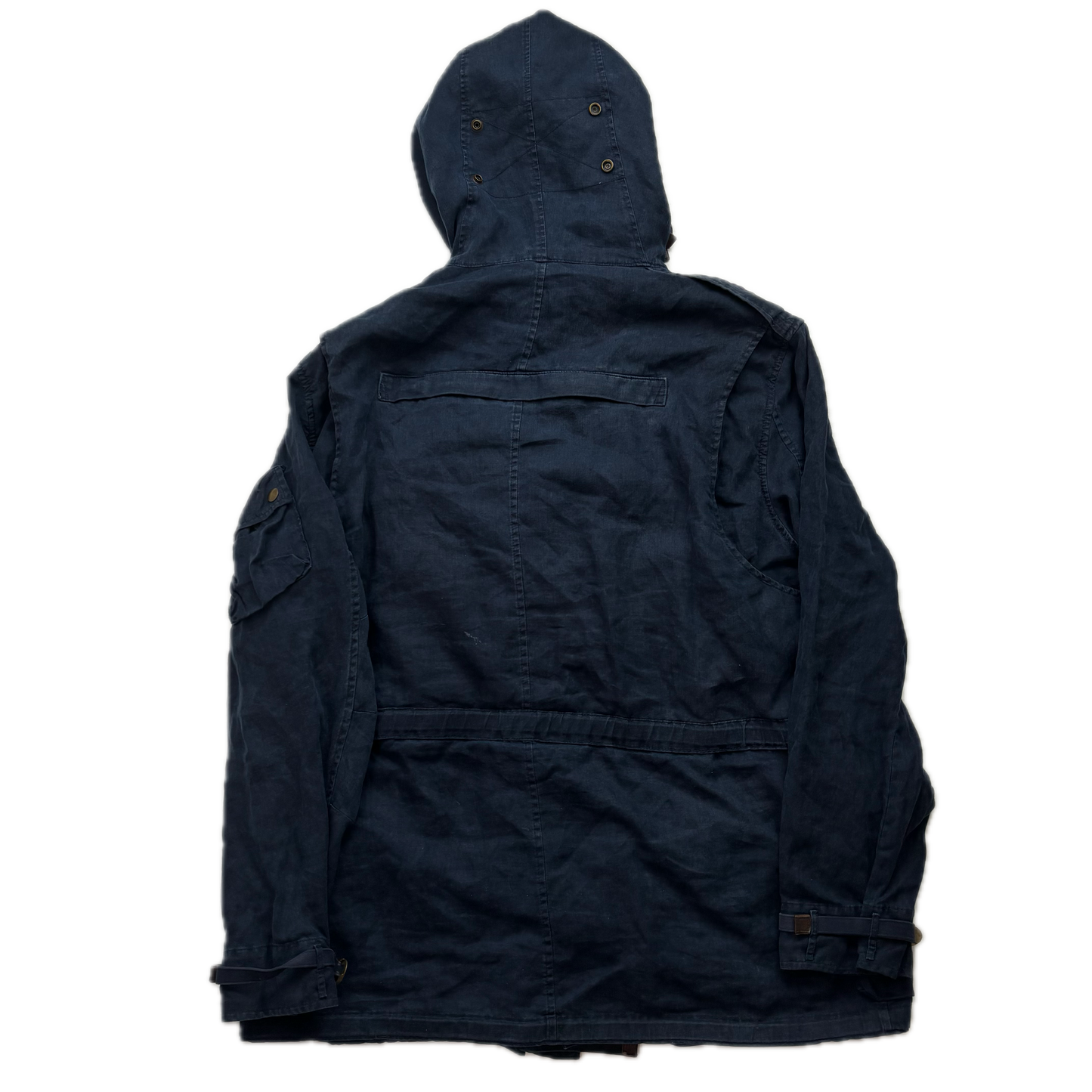Polo Ralph Lauren Navy Blue Hooded Utility Cargo Jacket (Linen) - XL