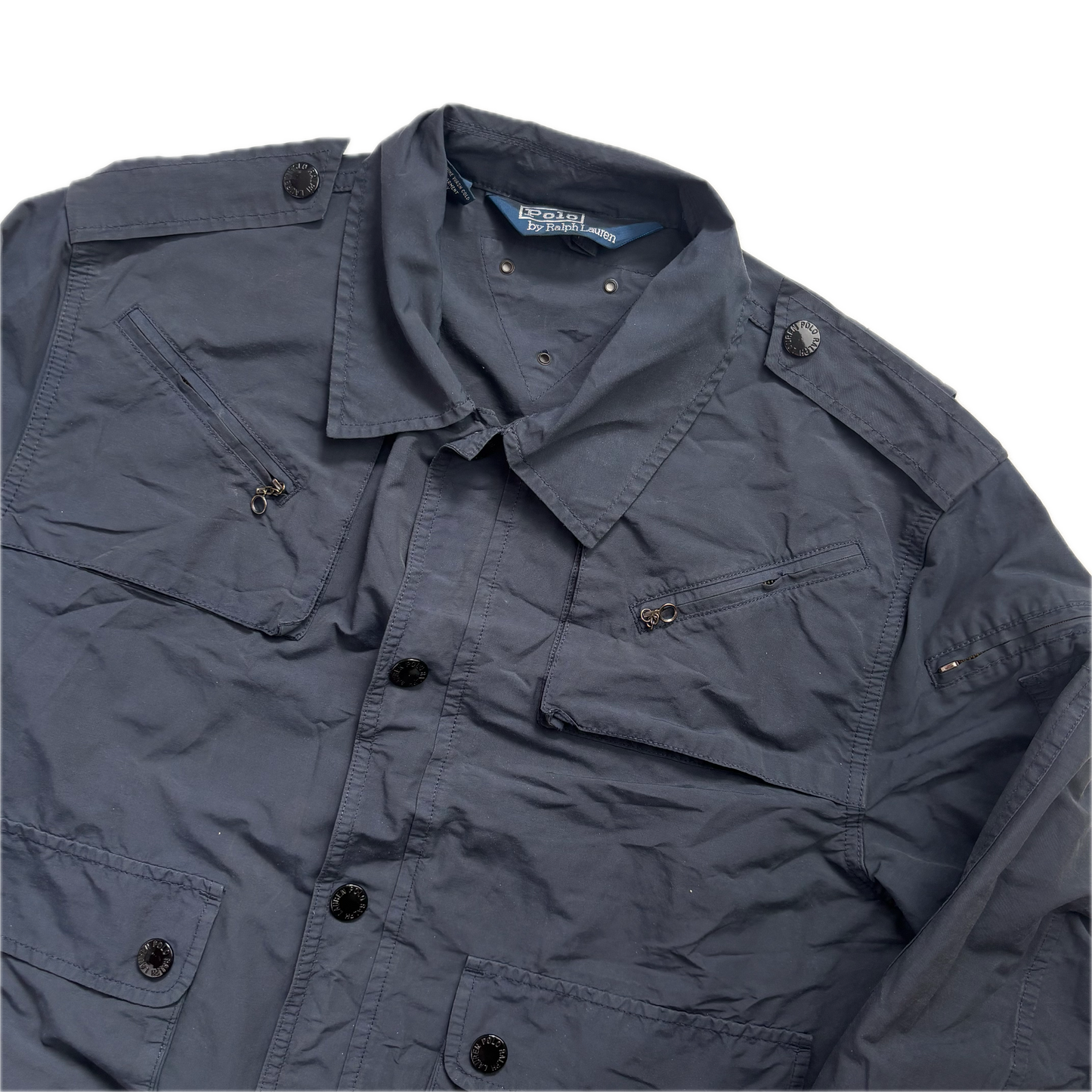 Polo Ralph Lauren Navy Aviator Bomber Jacket Cropped - M