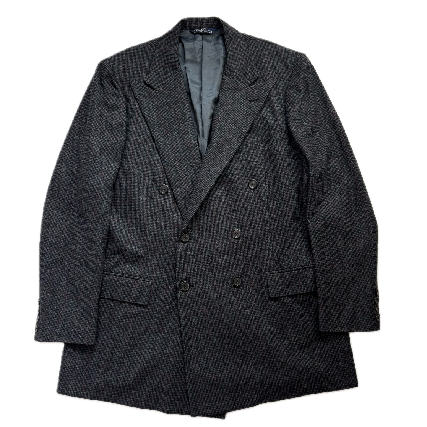Grey Tweed Double Breast Blazer Sports Coat (Wool) - 44X