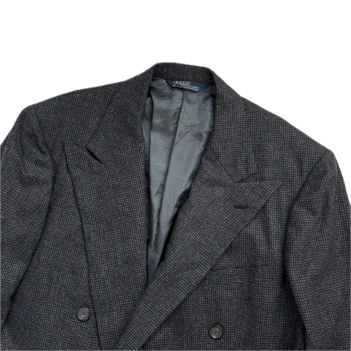 Grey Tweed Double Breast Blazer Sports Coat (Wool) - 44X