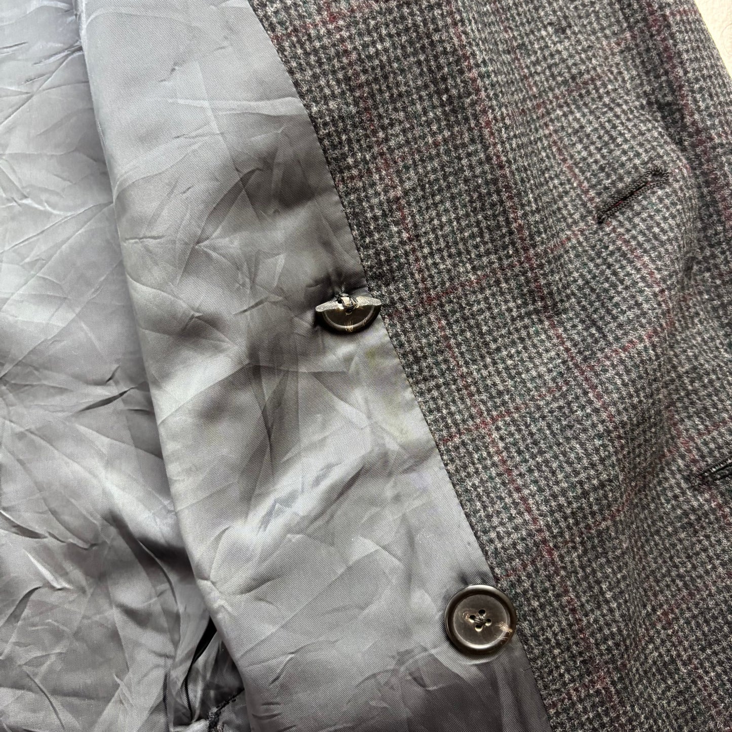 Grey Tweed Double Breast Blazer Sports Coat (Wool) - 44X