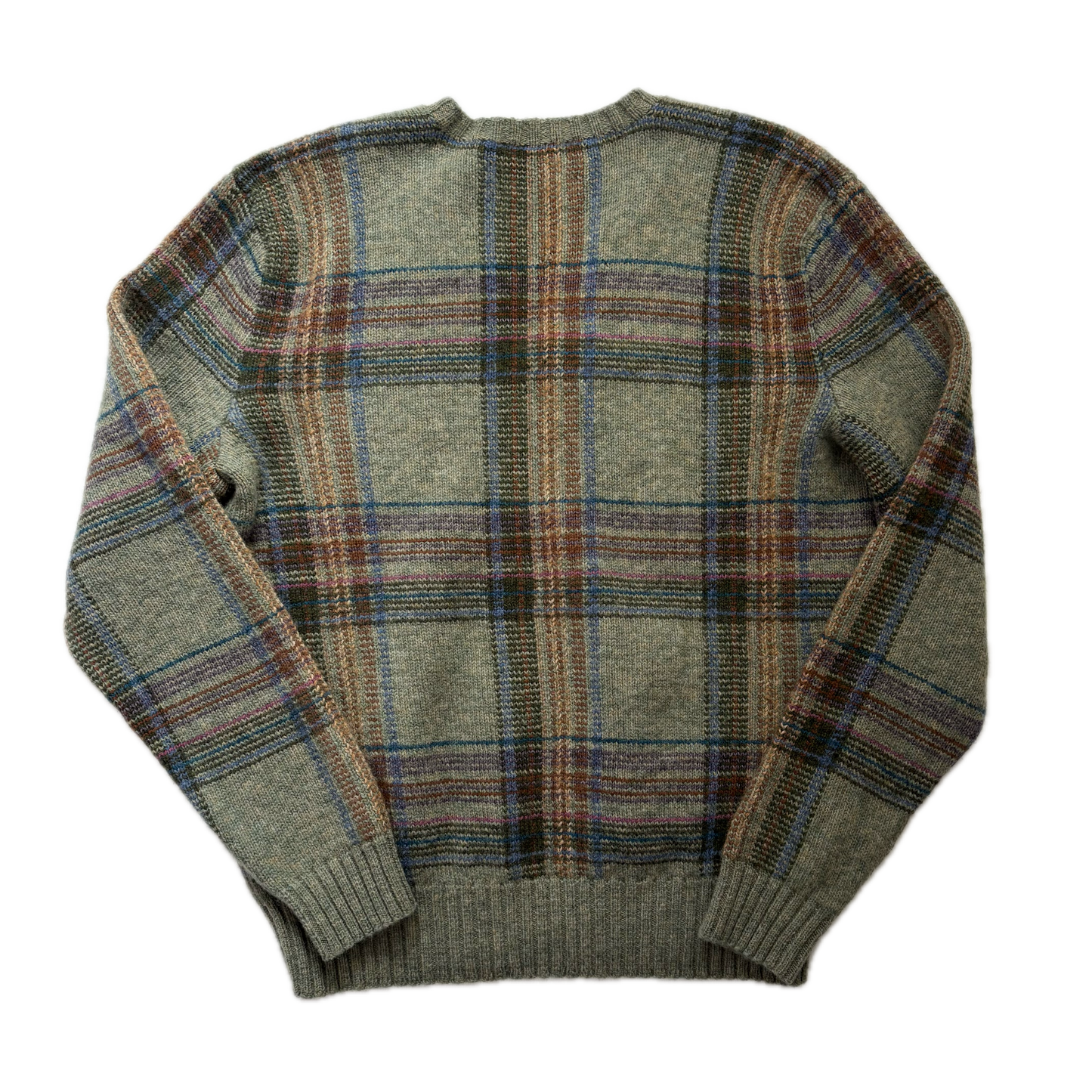 Polo Ralph Lauren Plaid Green Jumper V-Neck Sweater (Wool Alpaca) - L