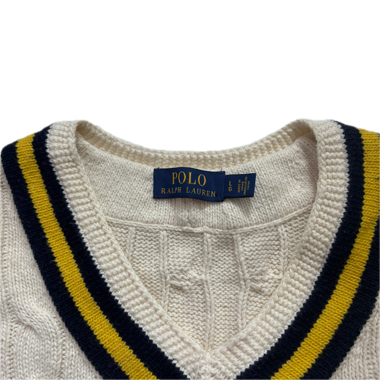 Cream Cricket Jumper Cableknit (Cotton Cashmere)- L
