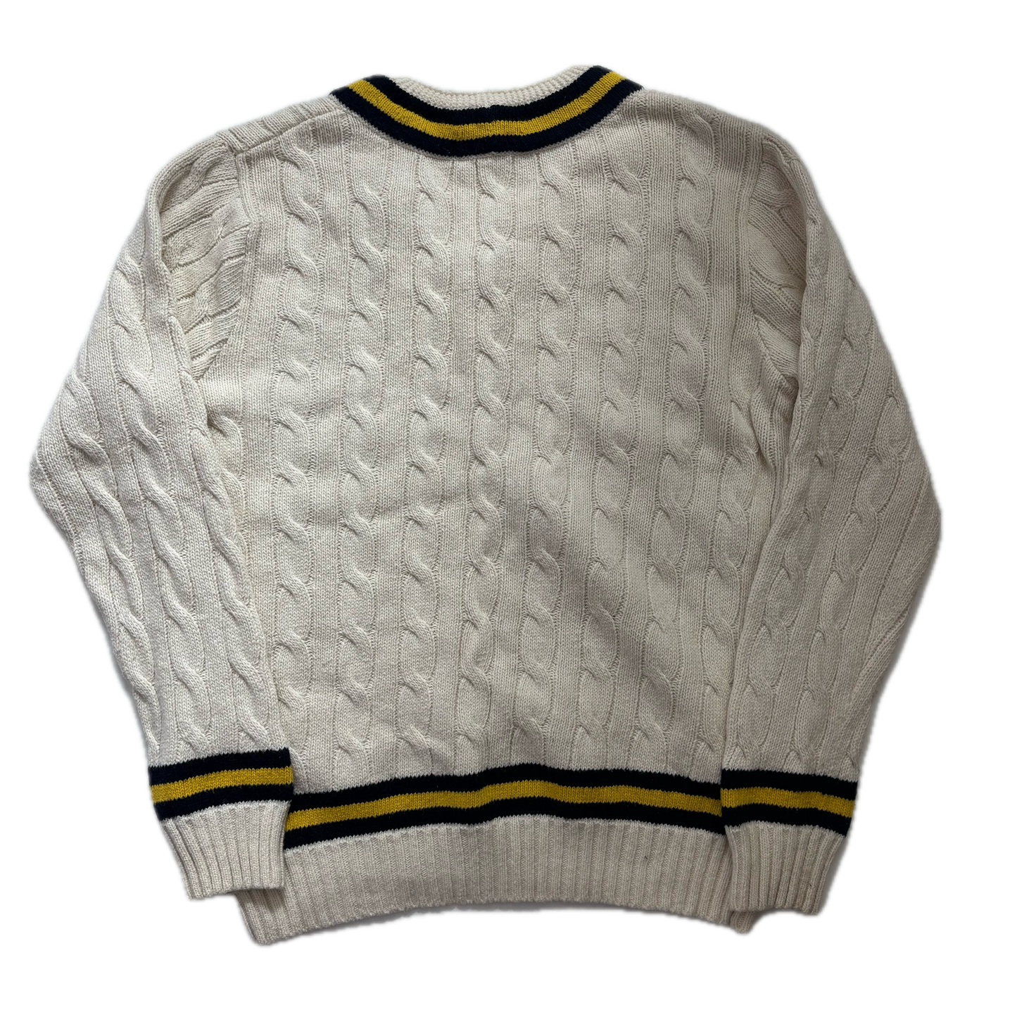 Cream Cricket Jumper Cableknit (Cotton Cashmere)- L