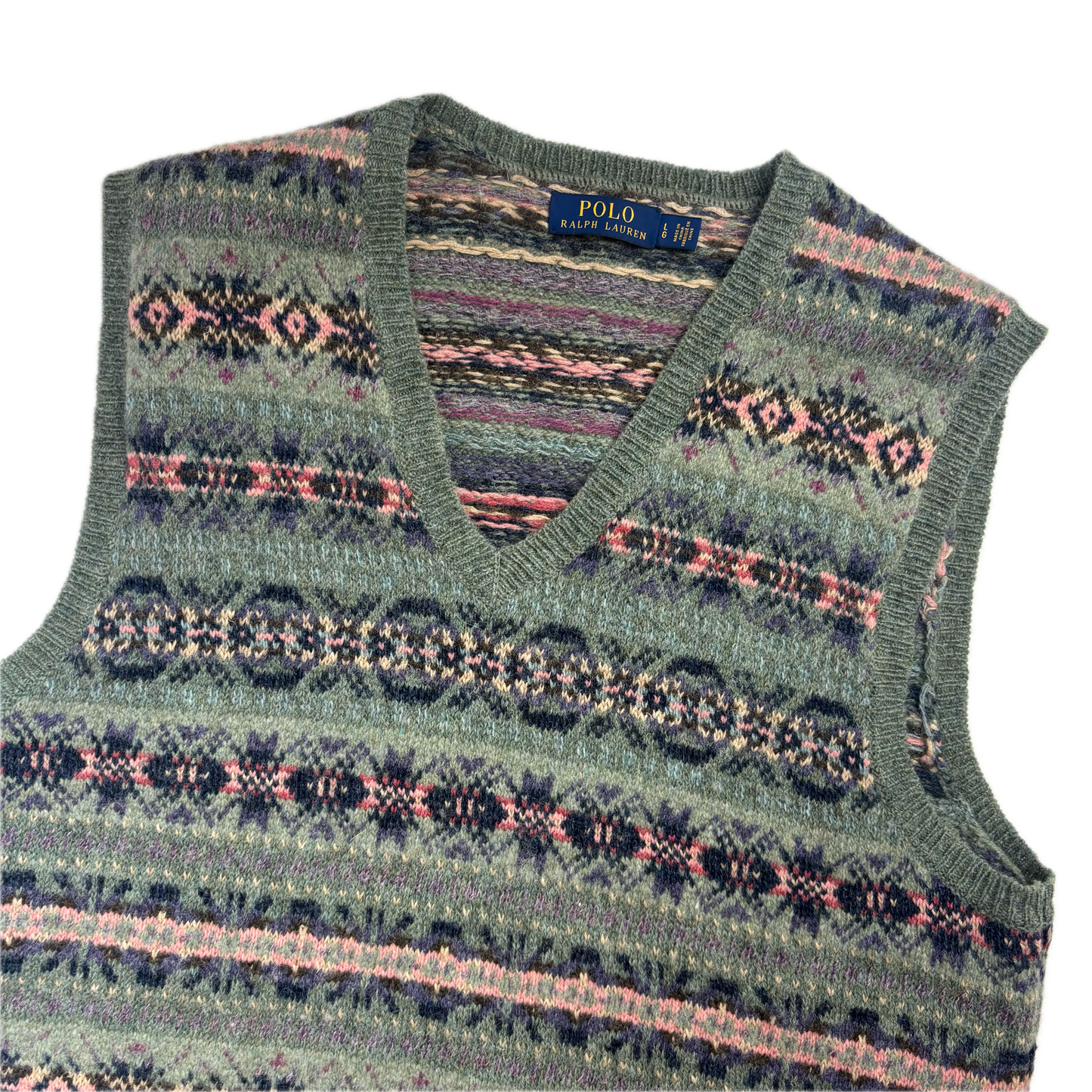 Polo Ralph Lauren Green Fairisle Vest (Wool Blend) - L