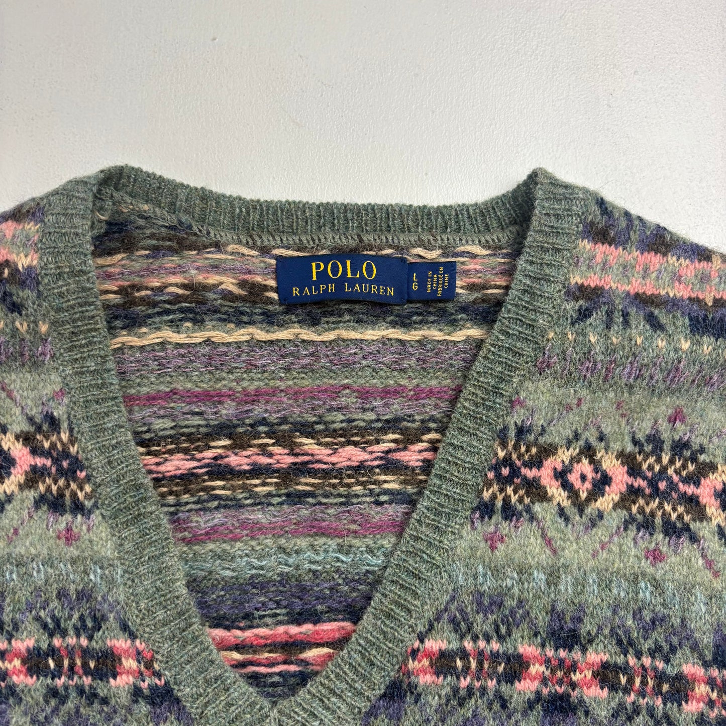 Polo Ralph Lauren Green Fairisle Vest (Wool Blend) - L