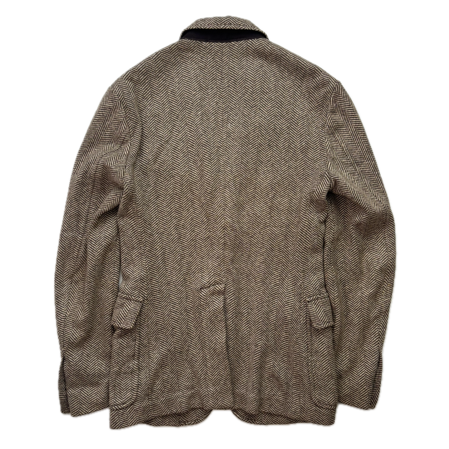 Polo Ralph Lauren Unstructured Brown Herringbone Tweed Blazer (Cotton Linen) - XS