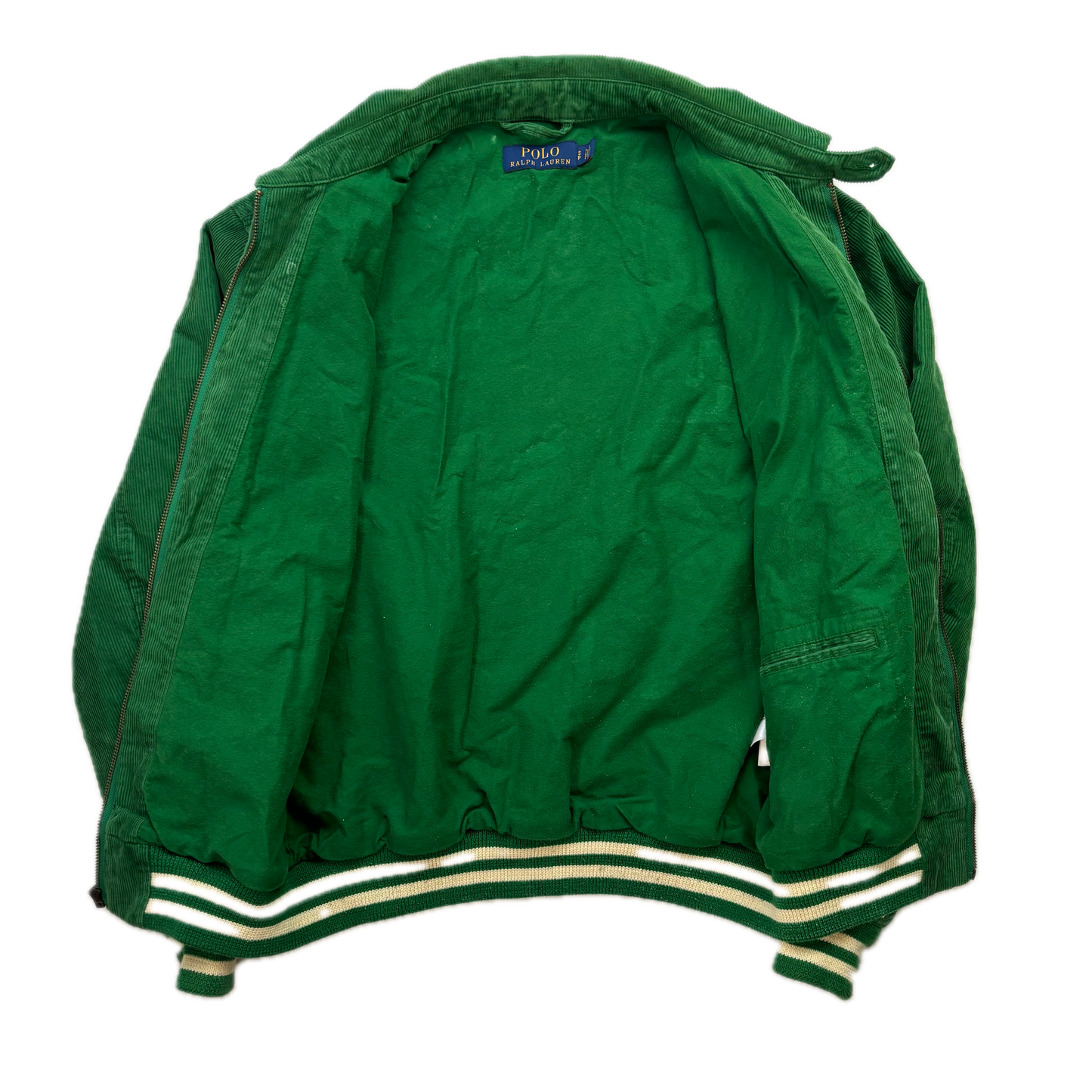 Polo Ralph Lauren Green Corduroy Varsity Bedford Stables Equine Club Letterman Jacket - S