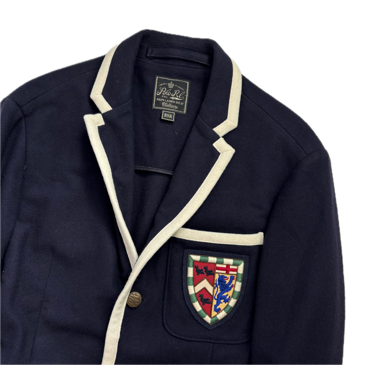 Navy Crest Rowing Sports Jacket Blazer - 36R