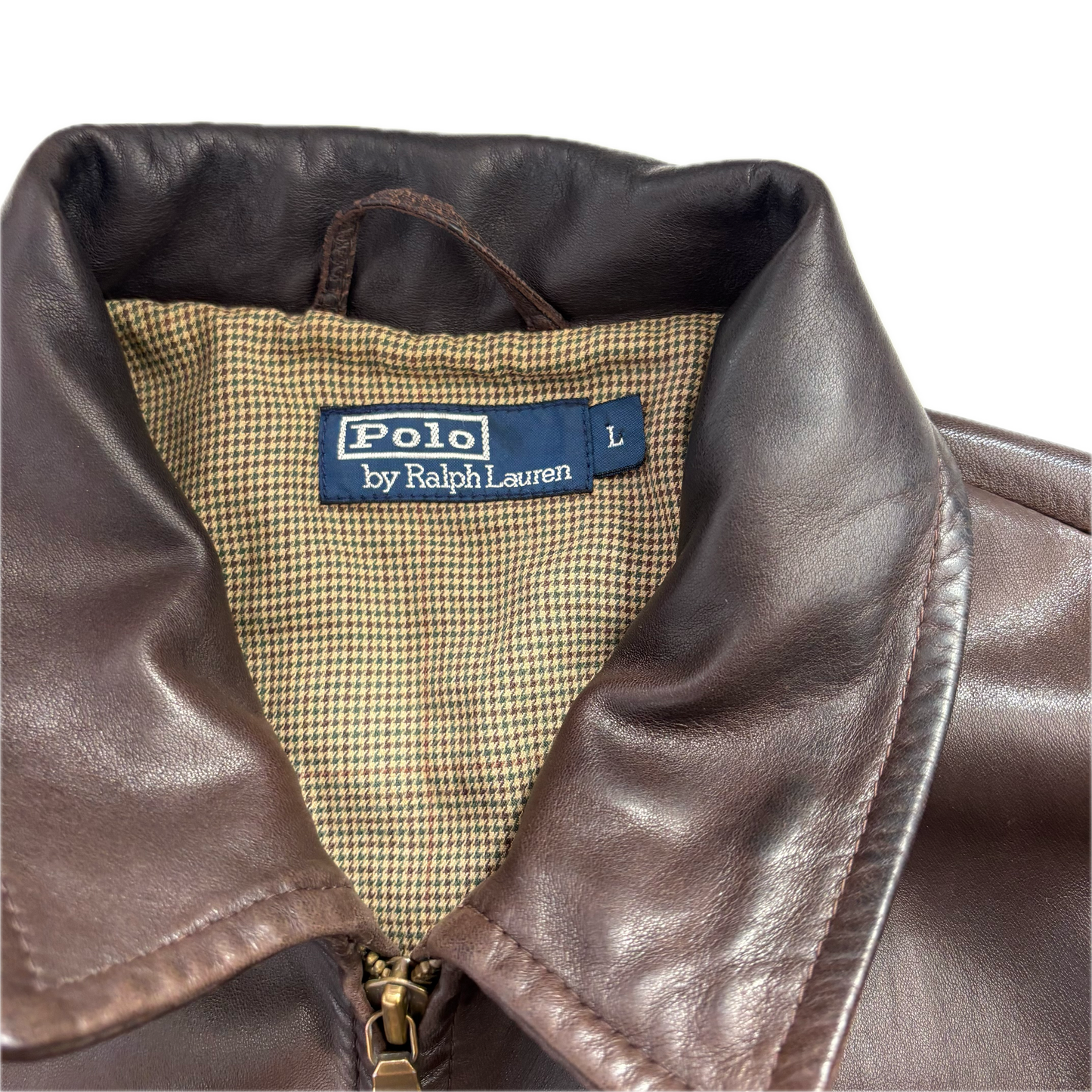 Brown Lambskin Leather Harrington Jacket - L
