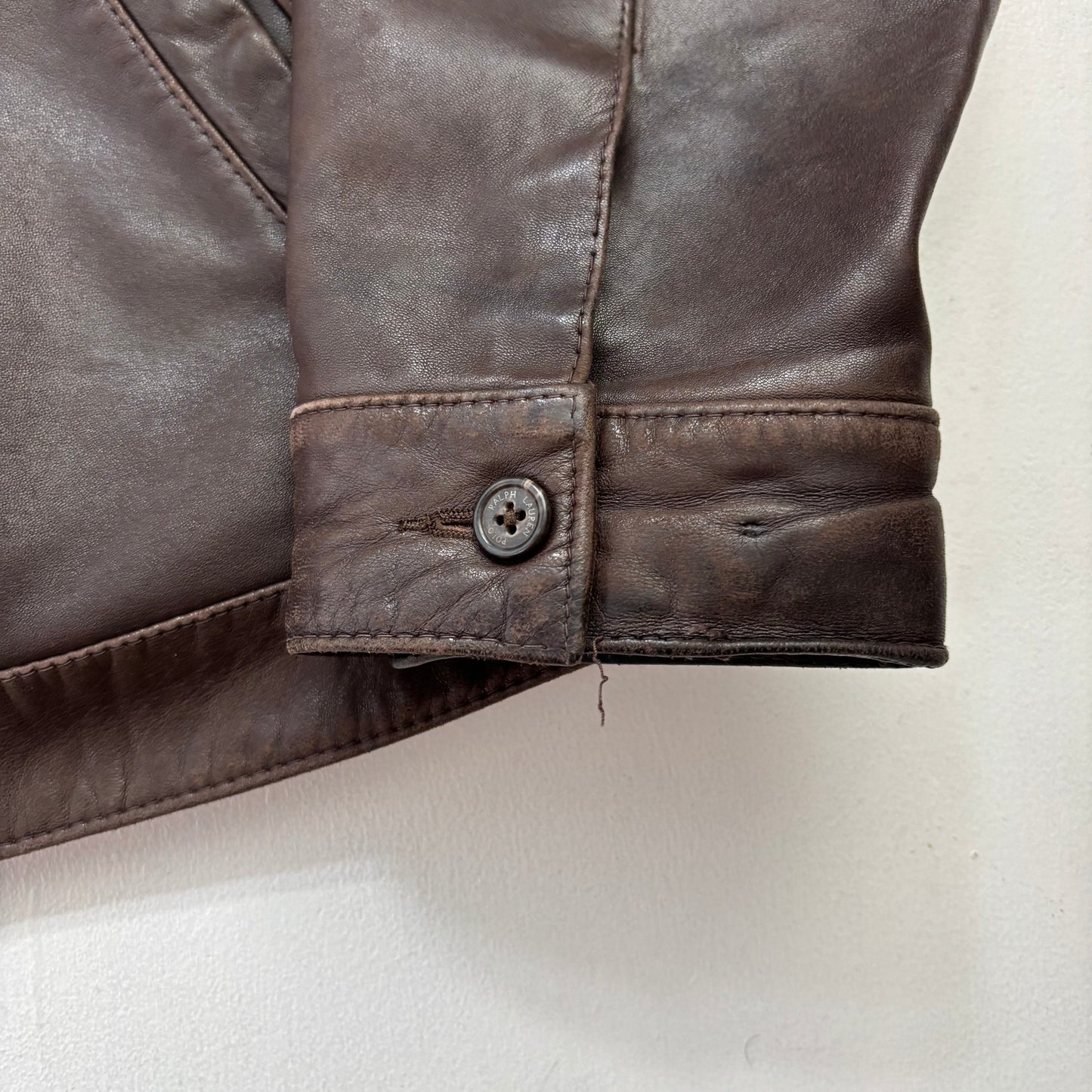 Brown Lambskin Leather Harrington Jacket - L